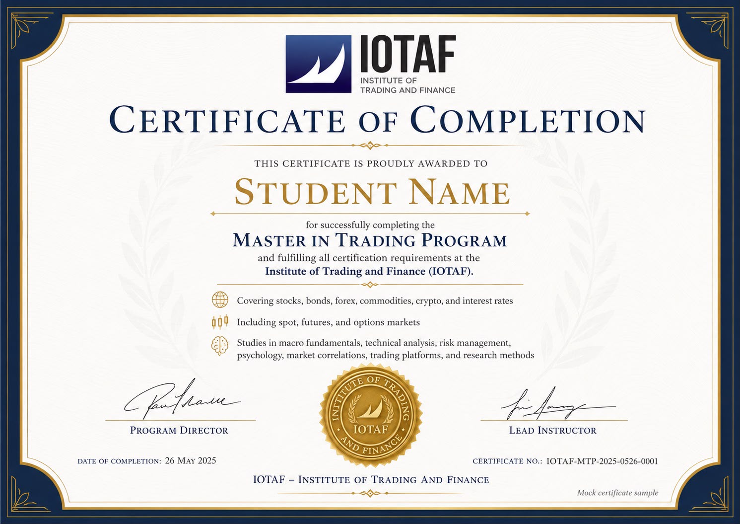 IOTAF Master in Trading Certificate